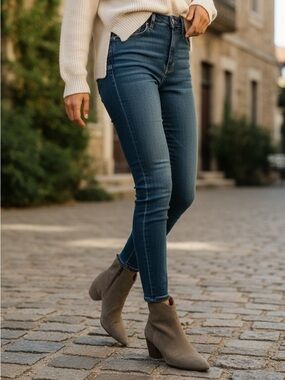 Agl Taupe Suede Pointed Toe Ankle Boots